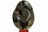 Septarian Dragon Egg Geode - Black Crystals #118702-2